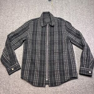 Theory Reversible Zip Shirt Jacket Mens S Black Plaid Wool Quilted H1171419